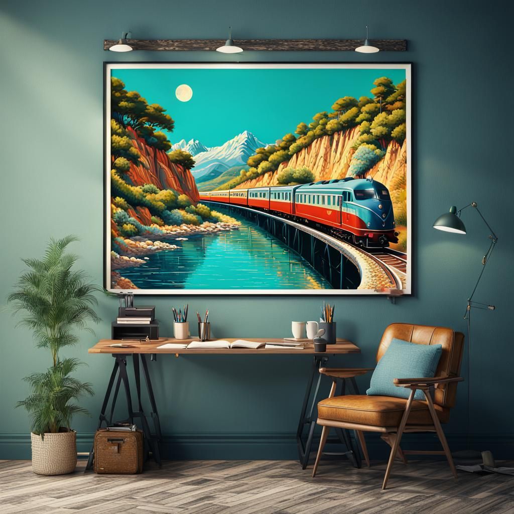 Nostalgic Riviera Railway Poster in Fifties Style