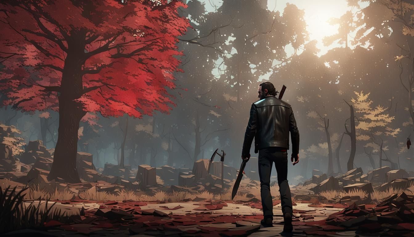 Rick Grimes in Red Forest, 3D Game Cinematic