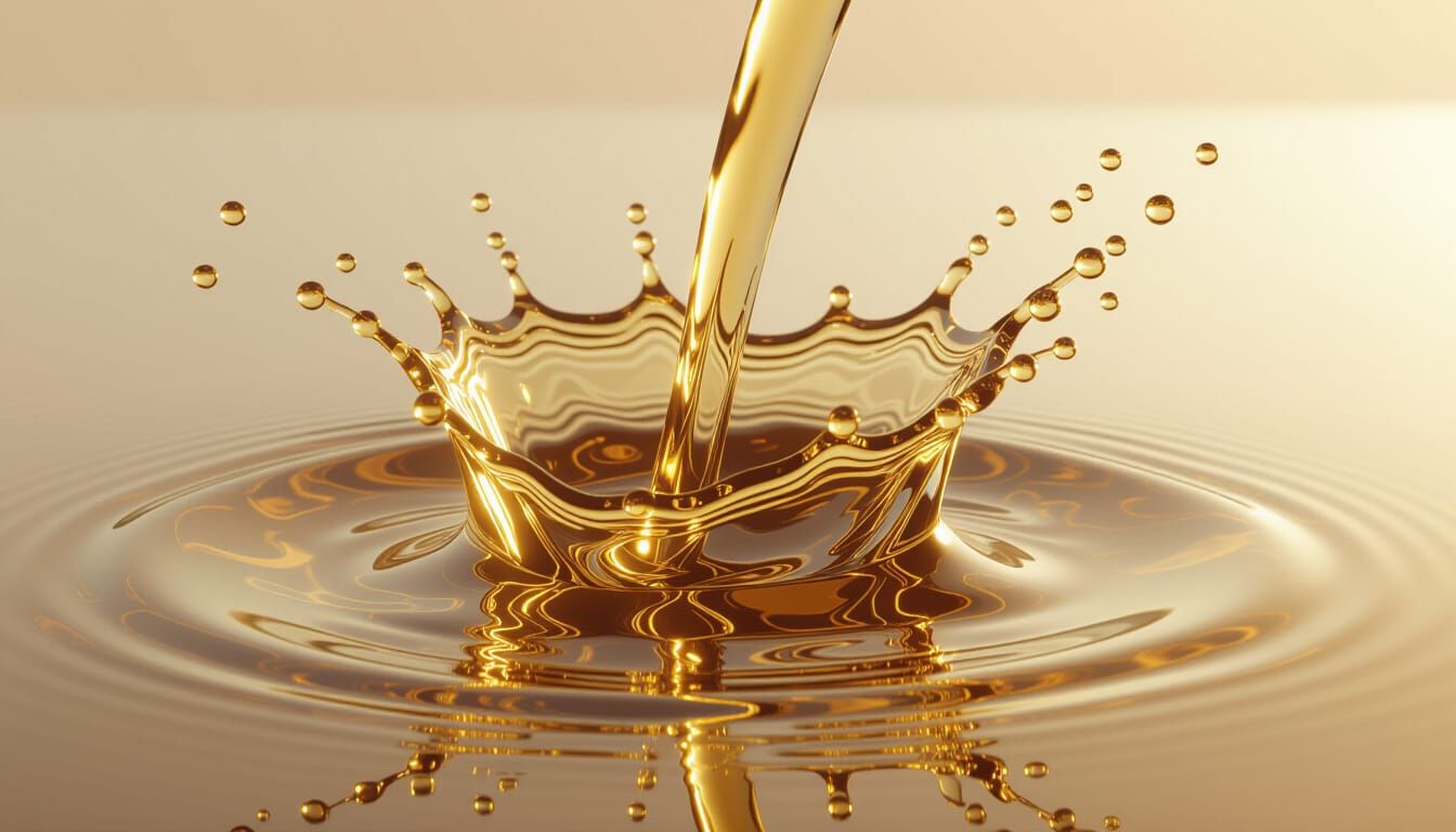 Macro Liquid Gold Splash In Invisible Glass