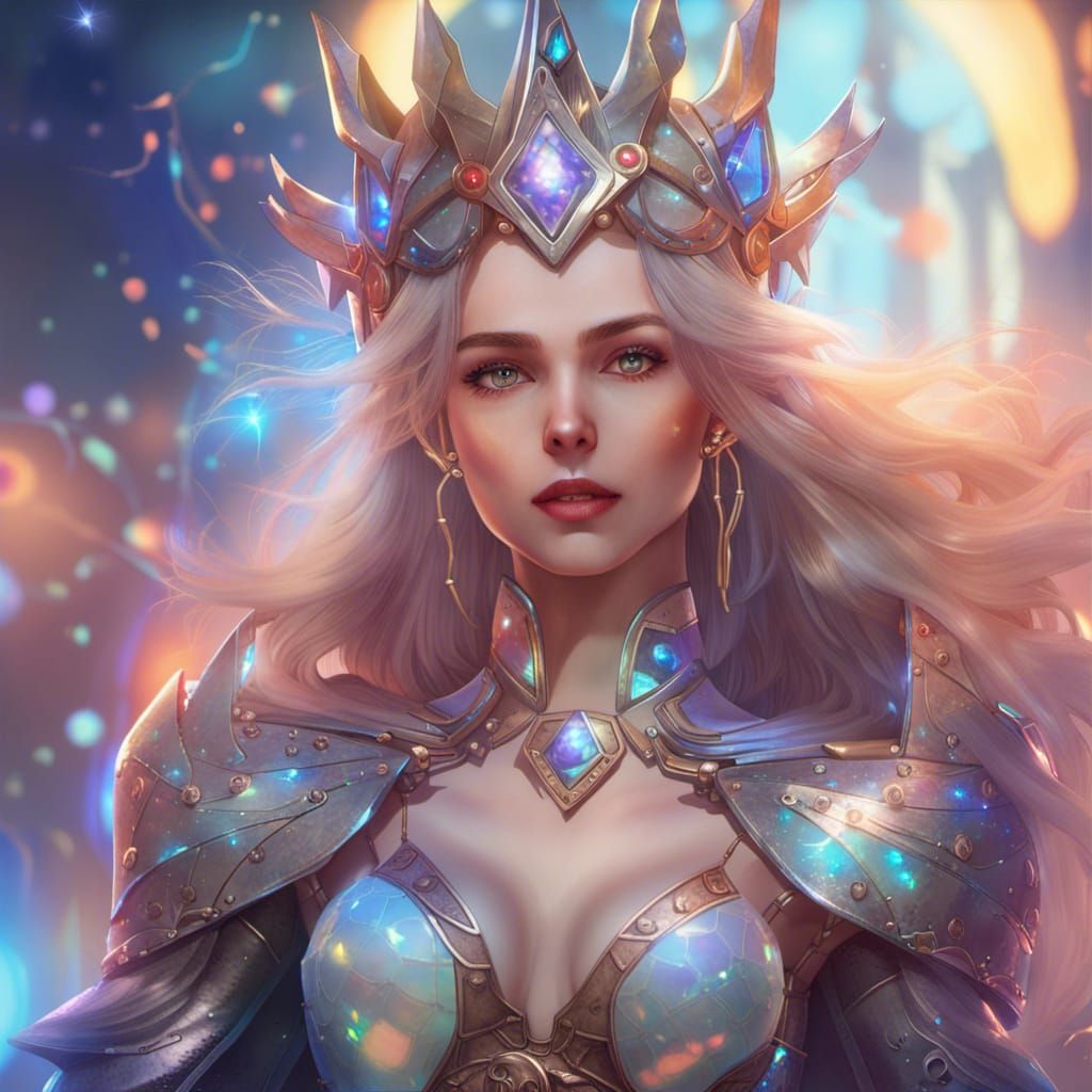 Opal Gemstone Sorceress in Retropunk Style