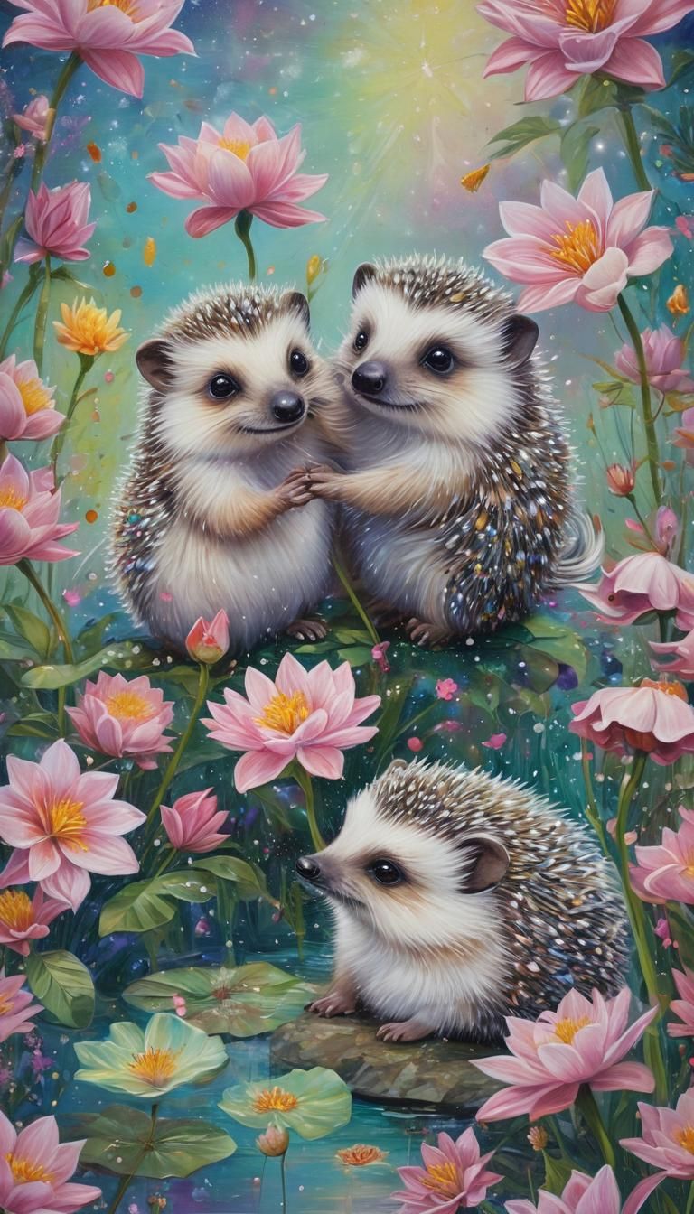 Glitter acrylic painting, fantasy style, a magical backgroun...