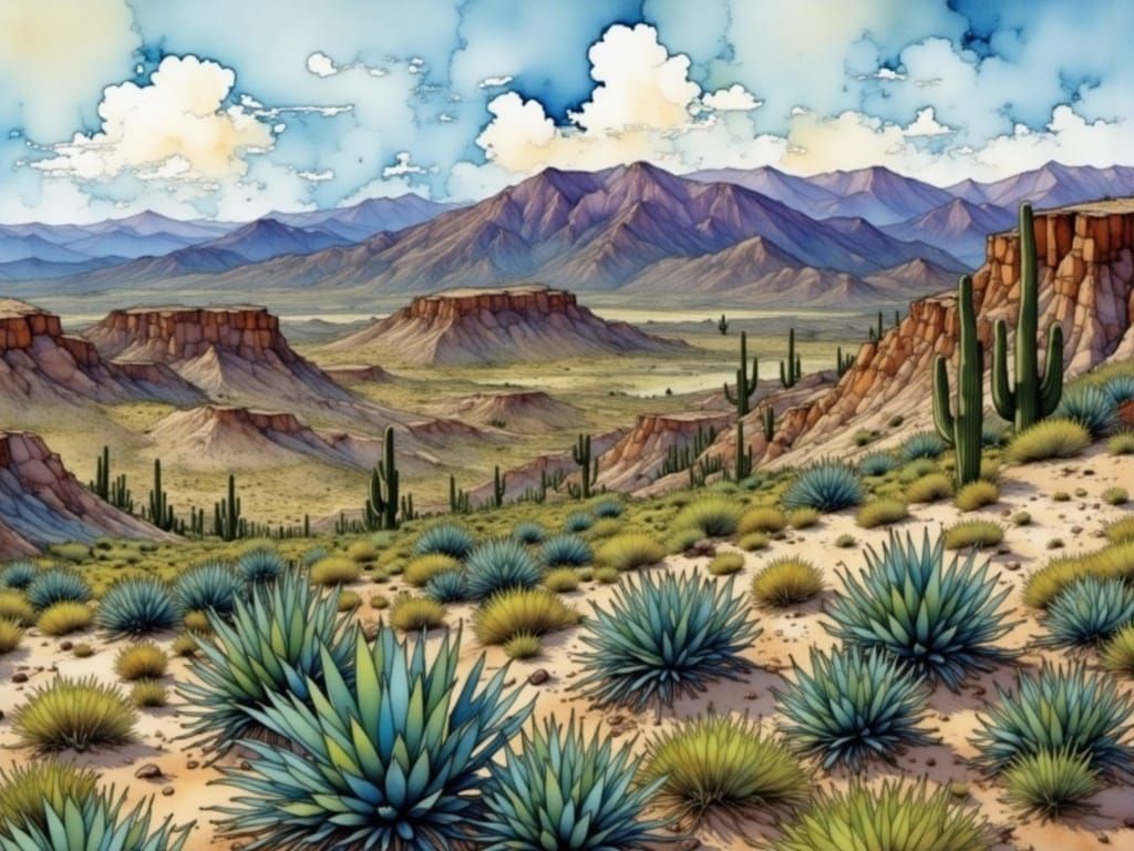 Agaves in Tabernas Desert: Painterly Abstract