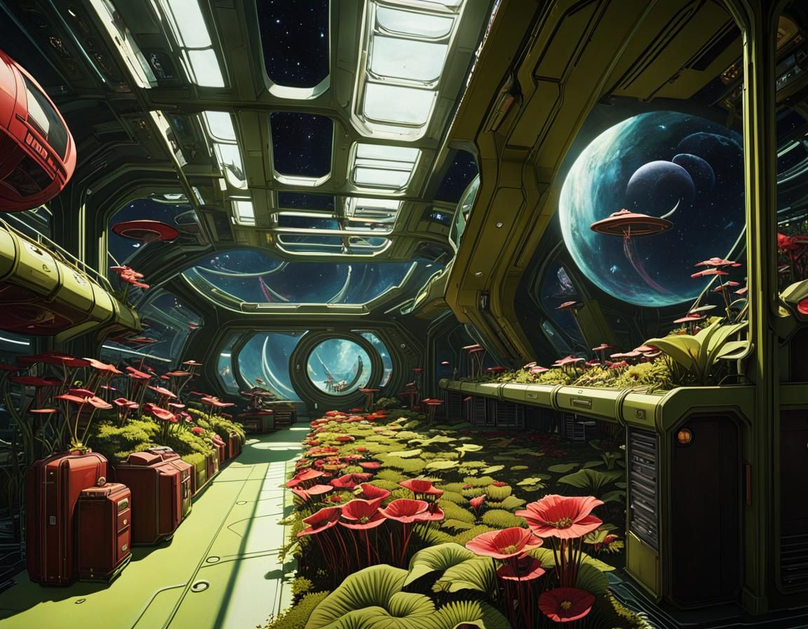 Spacedock Interior with Carnivorous Plants, No Man's Sky Sty...