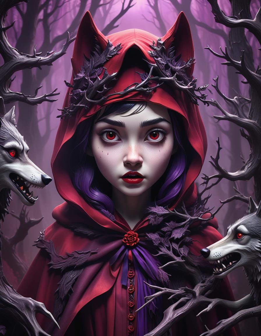Little Red Riding Hood Portrait in 3D Digital Art