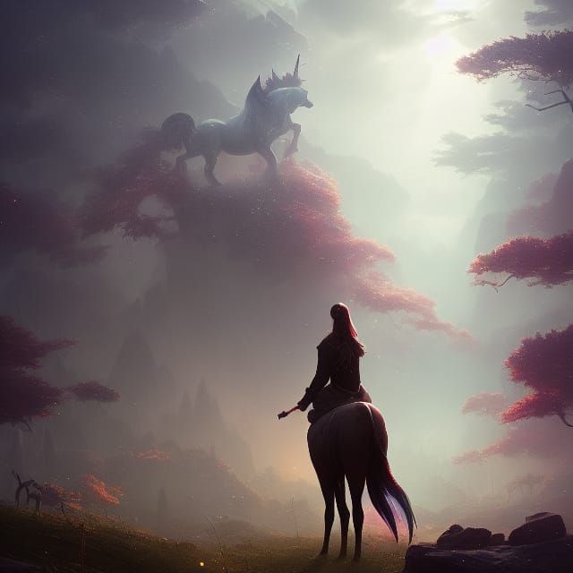 Hyperdetailed Unicorn in Elemental Landscape