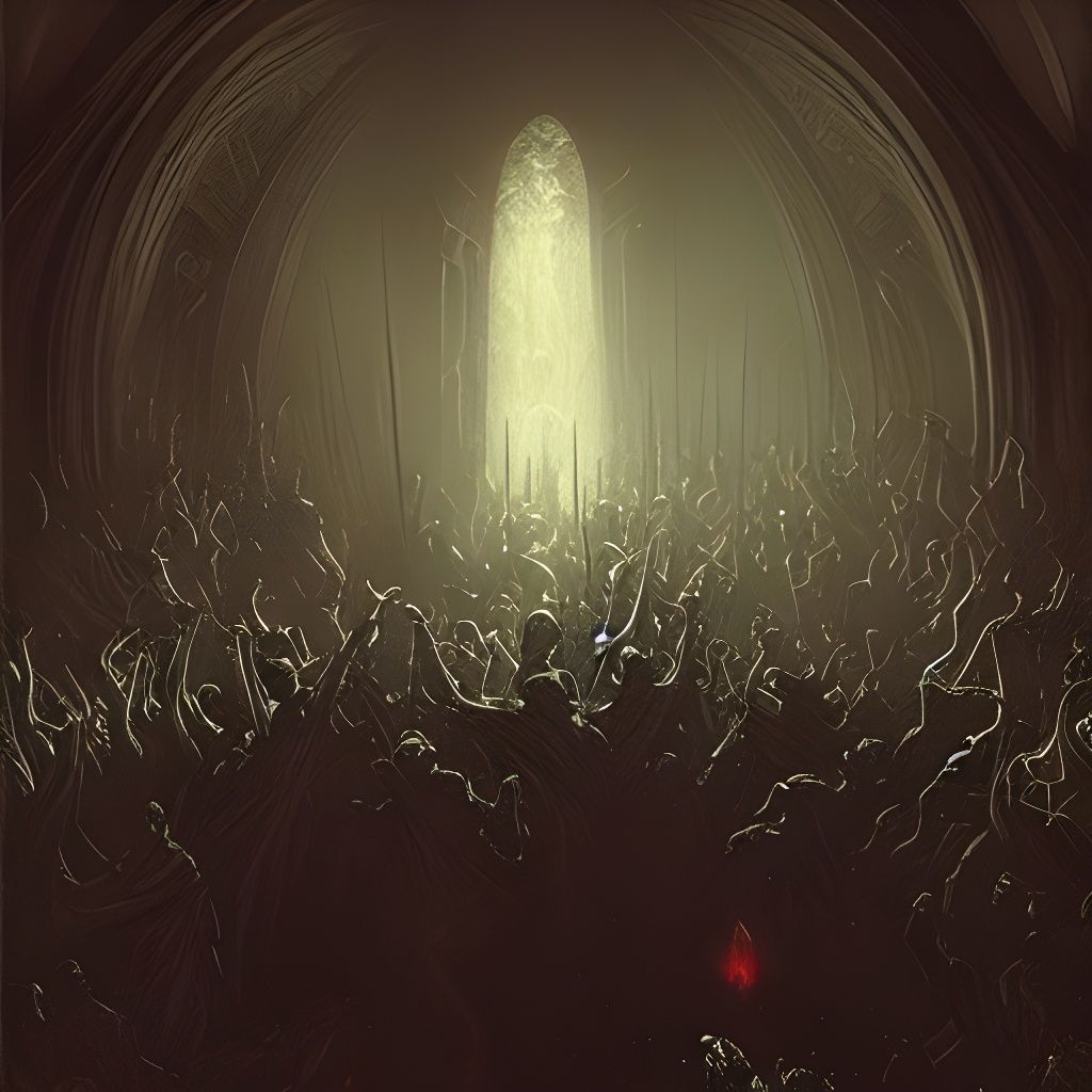 Fiery Hellscape with Demons and Spiders