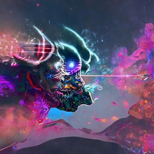 Holographic Demon Slayer Cosmic Illustration