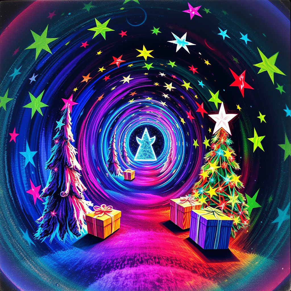 Elastic reality / warped and stretched ( Christmas  Kids Crayon Colored pencil, drawings ,surreal a Christmas   child's ...