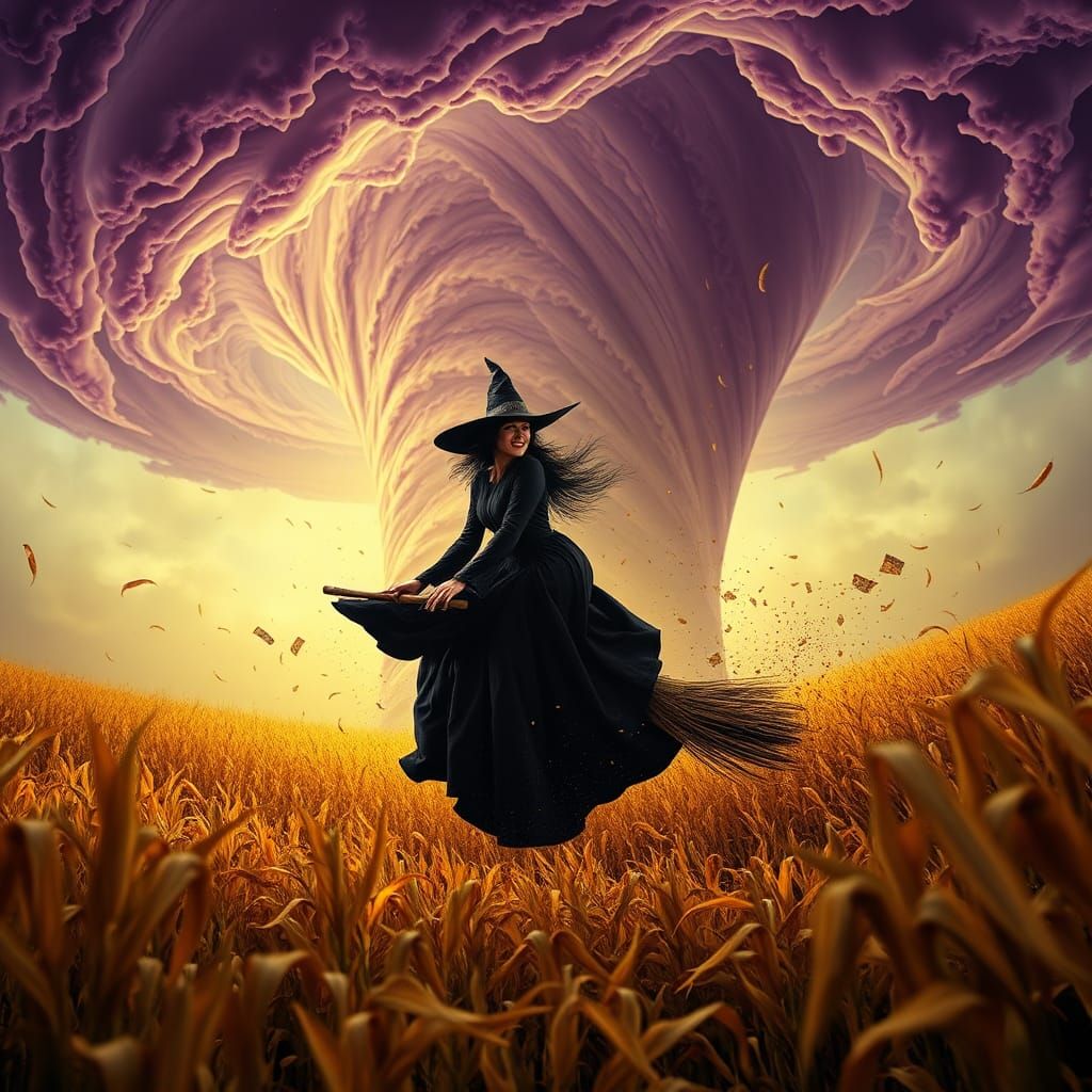 Wicked Witch Tornado in Dark Fantasy Style