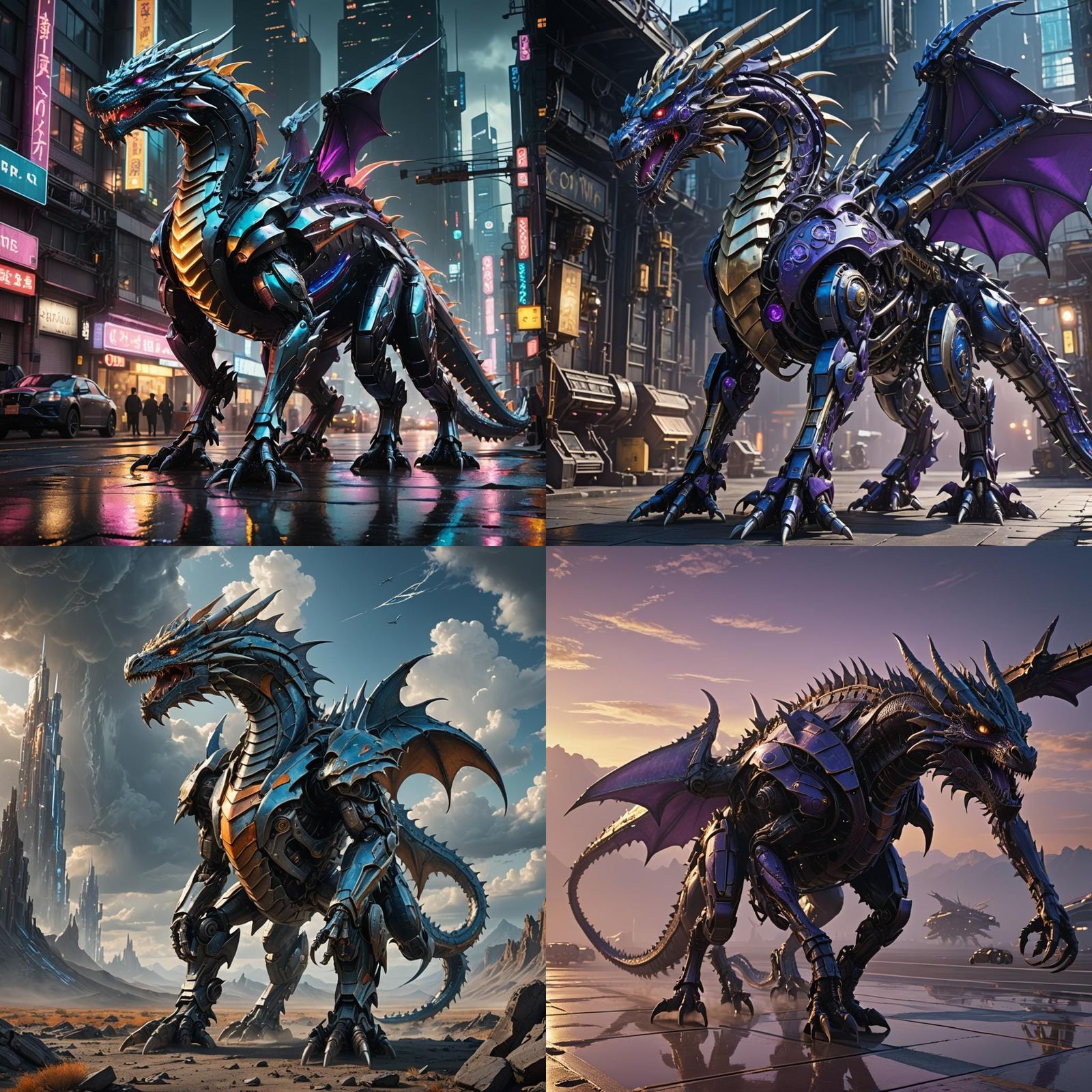 Futuristic Dragon with Intricate Mech Details