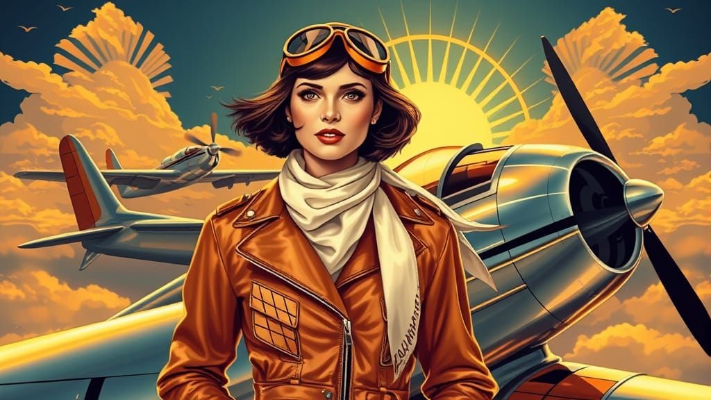 Art Deco Aviator Beside 1930s Plane