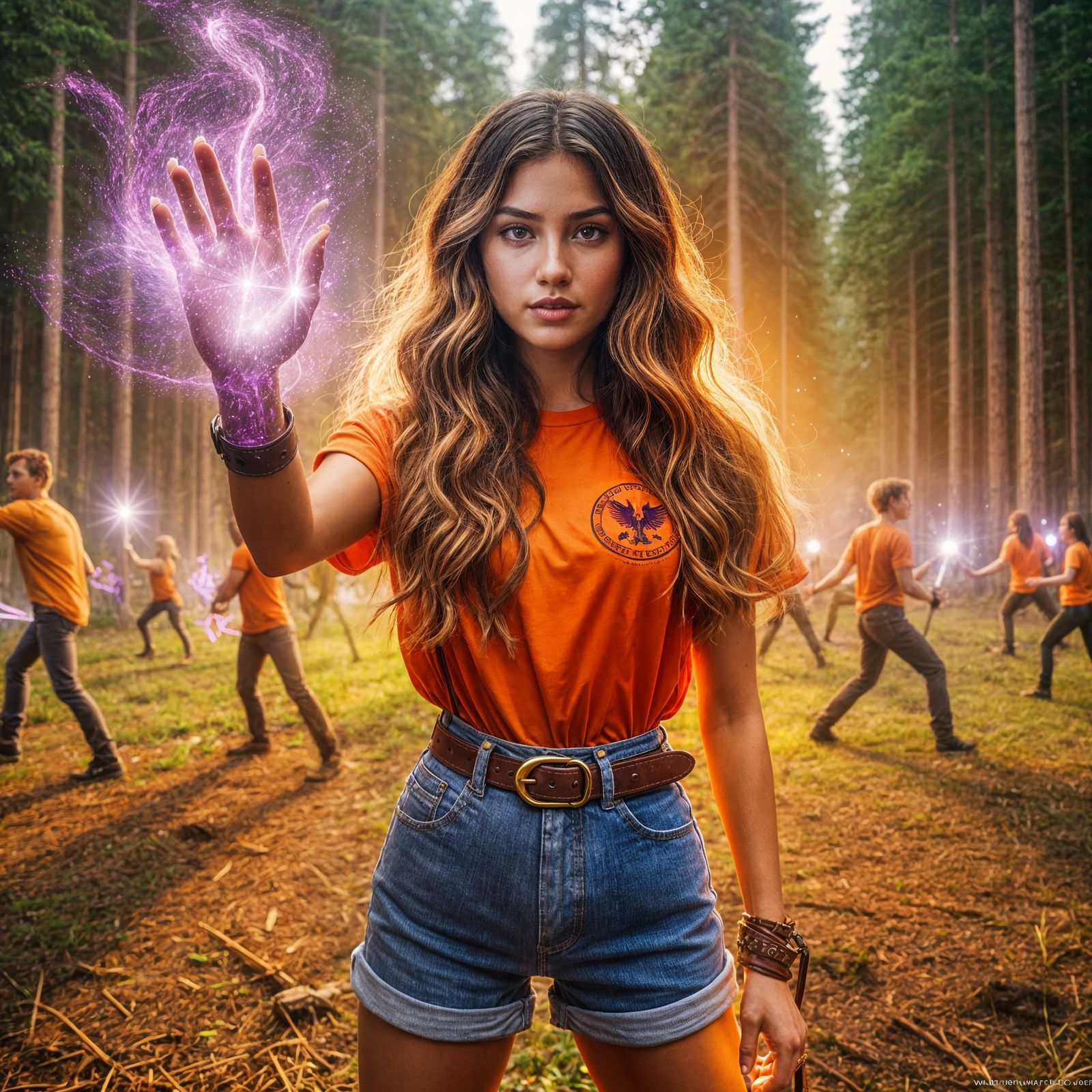 Confident Magical Warrior Unfolds in Vibrant Forest Training...