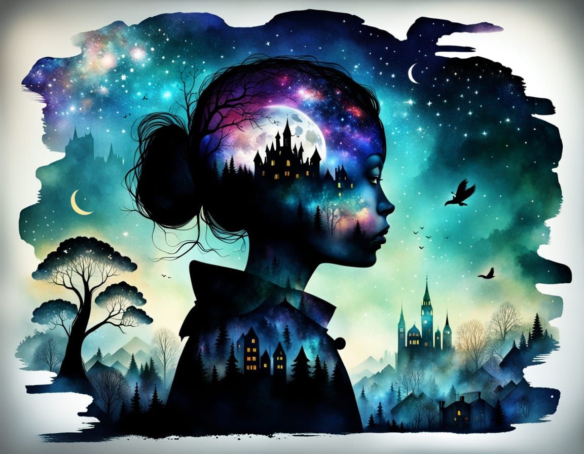 Dreamlike Princess in a Starry Galaxy World