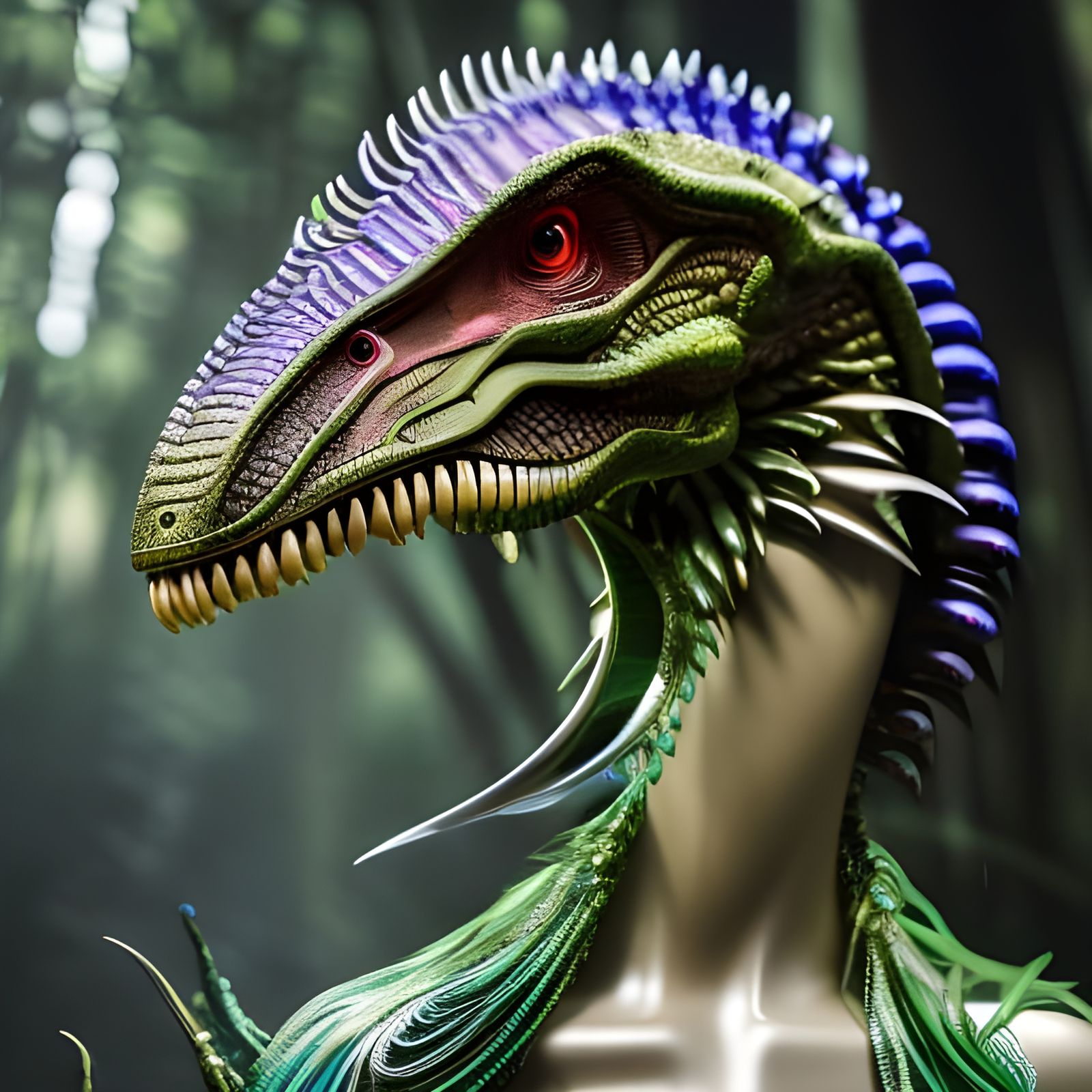 Futuristic Dinosaur Demoness Portrait in 8k