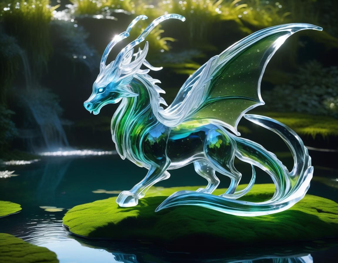 Ethereal Water Demoness Ice Sculpture in High Fantasy Art