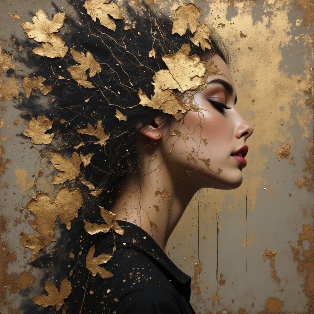 Elegant Black and Gold Abstract Art with Divine Oil Textures