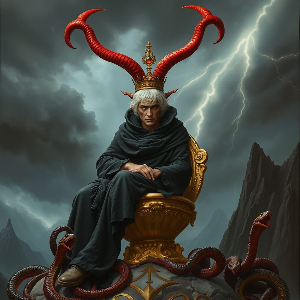 Ominous Mountain Throne: Surreal Dark Fantasy Art