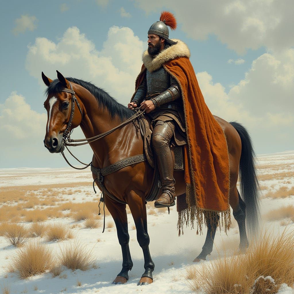 Scythian Warlord on Horseback as Tapestry Art