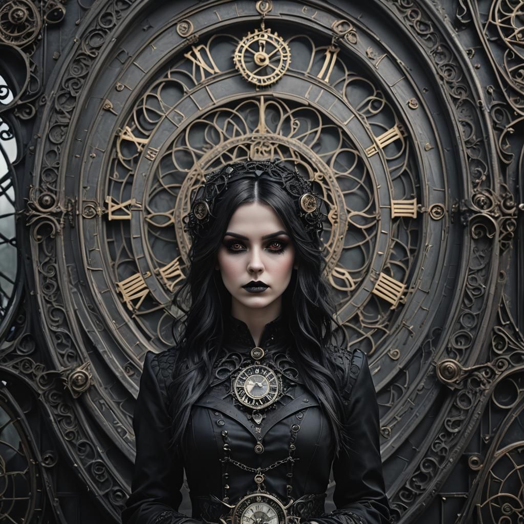 Gothic Time Keeper in Hyperrealistic Style