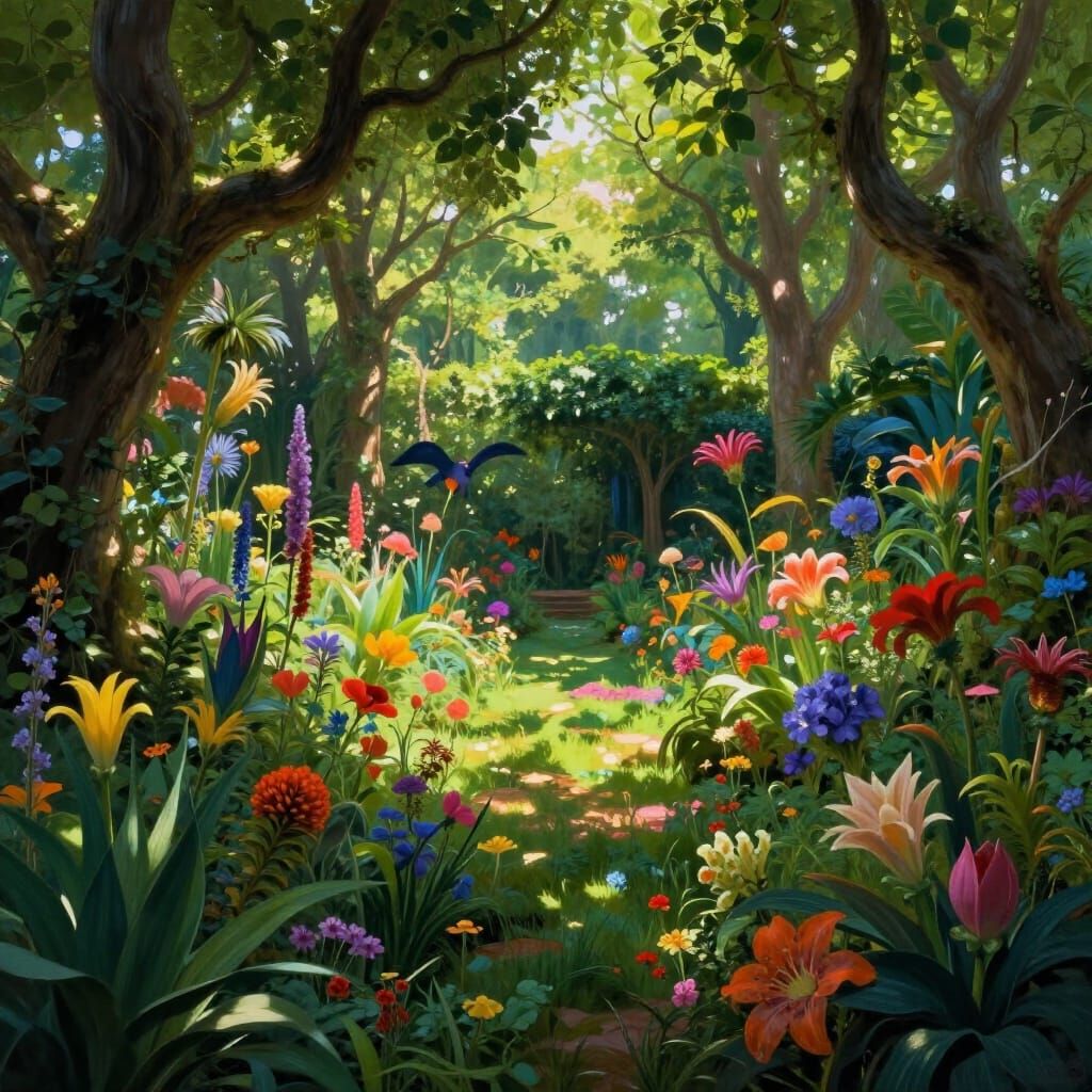 Enchanting Fairy Tale Garden in Fantasy Art Style