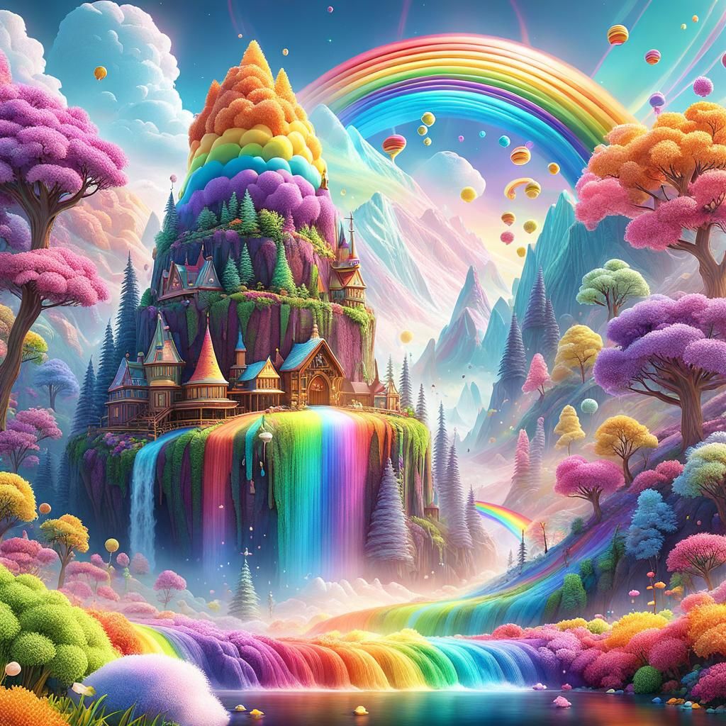 Rainbow Conjurer: Mystical Being in 3D Candy Art