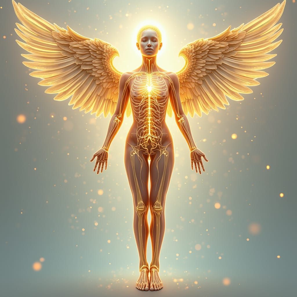 Elegant Central Nervous System Angel: Digital Art