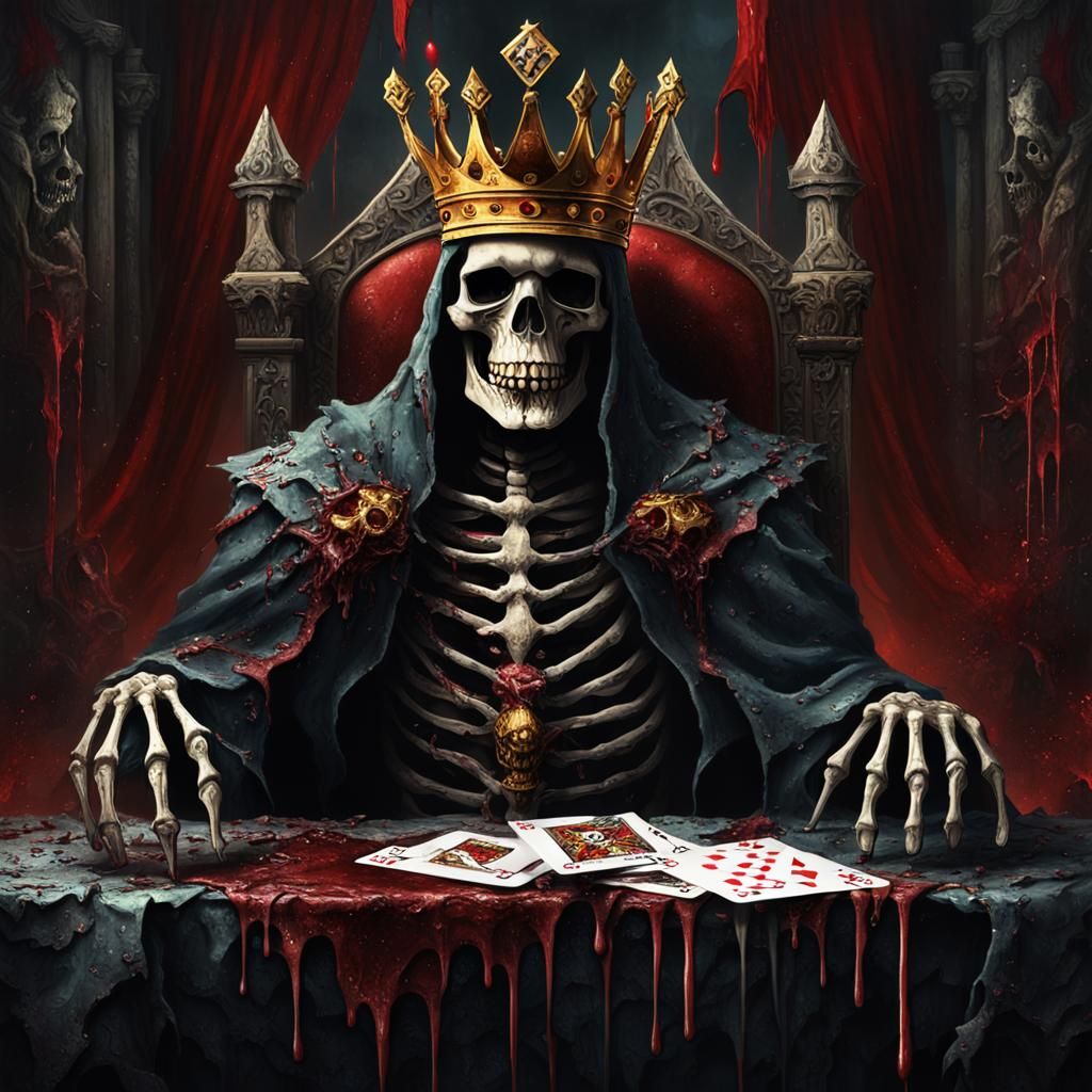 Terrifying Skeleton King on a Throne