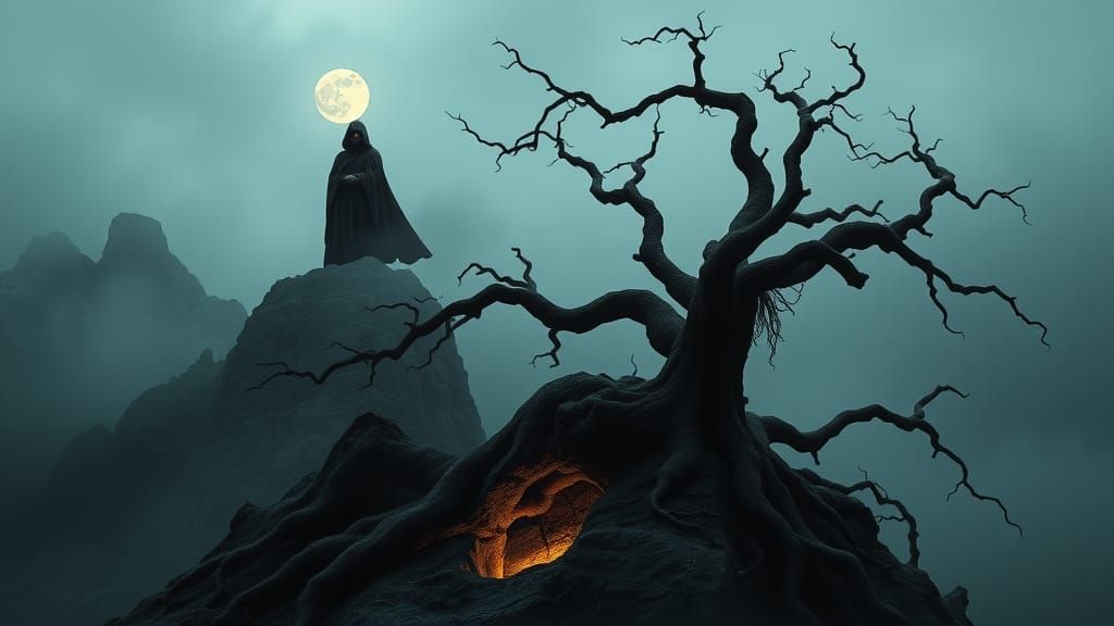 Misty Mountain Hermit in Dark Fantasy Style