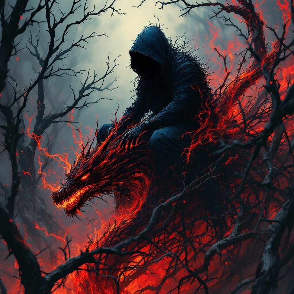 Barbed-Wire Dragon Rider in Thorn Maze