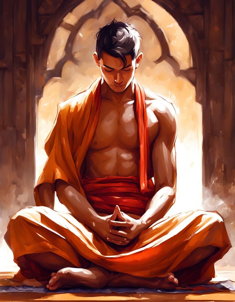 Meditating monk