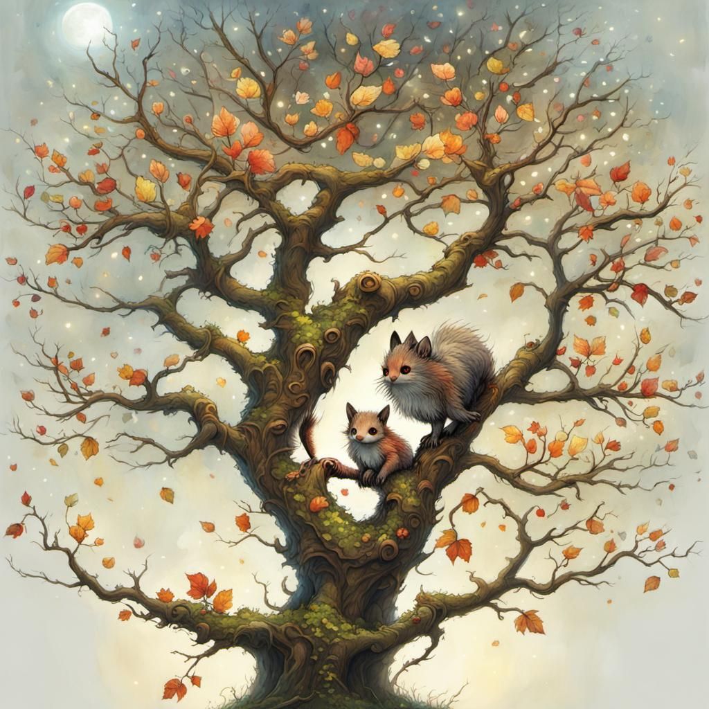 Surreal Tree of Life in Jean-Baptiste Monge Style