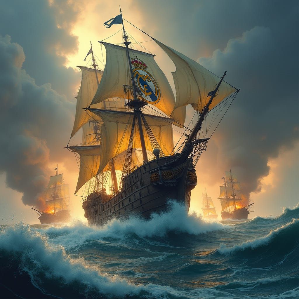 Epic Galleon Battleship Unleashes Fury on the High Seas