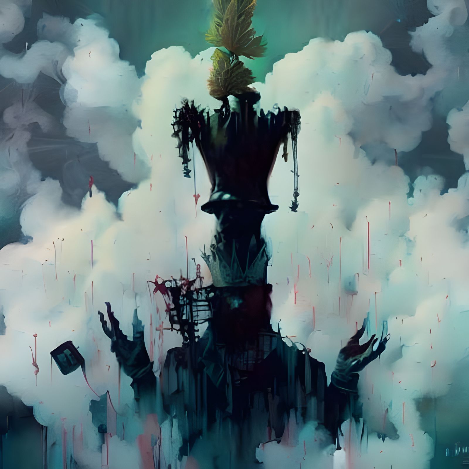 Chess King Smoking in Smoky Clouds