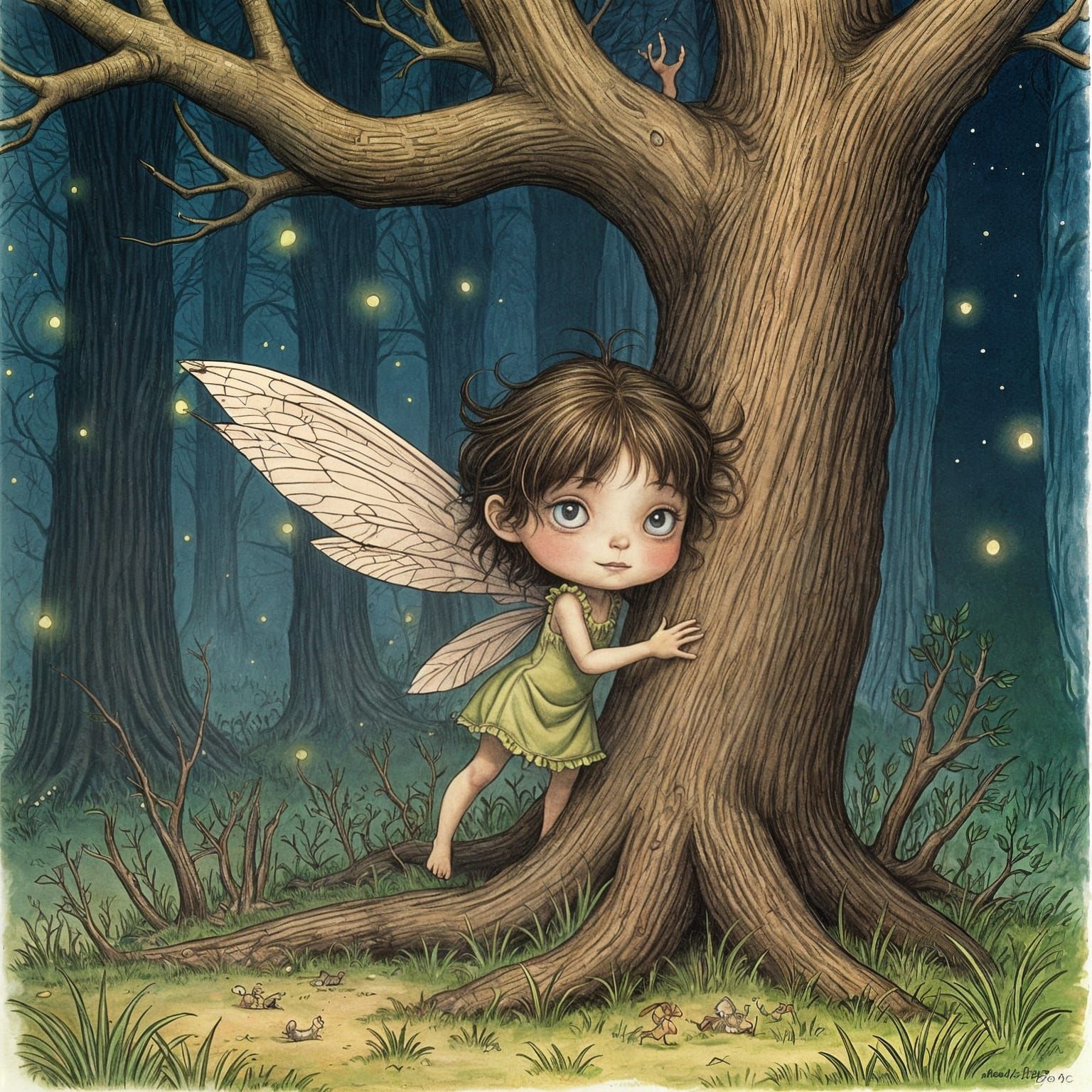 Lost Fairy in a Whimsical Woodland