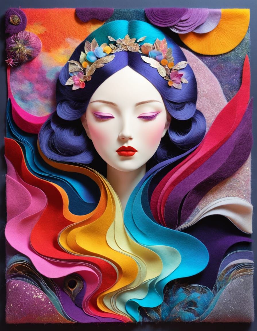 layered felt, felted cutouts, felt art, felt fabric collage