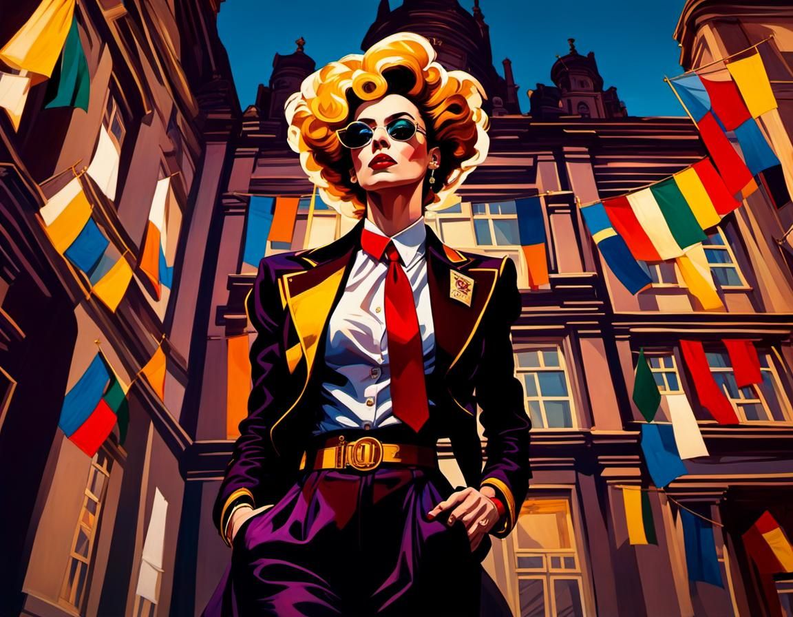 Drag Queen in School Uniform, Golden Age Illustration