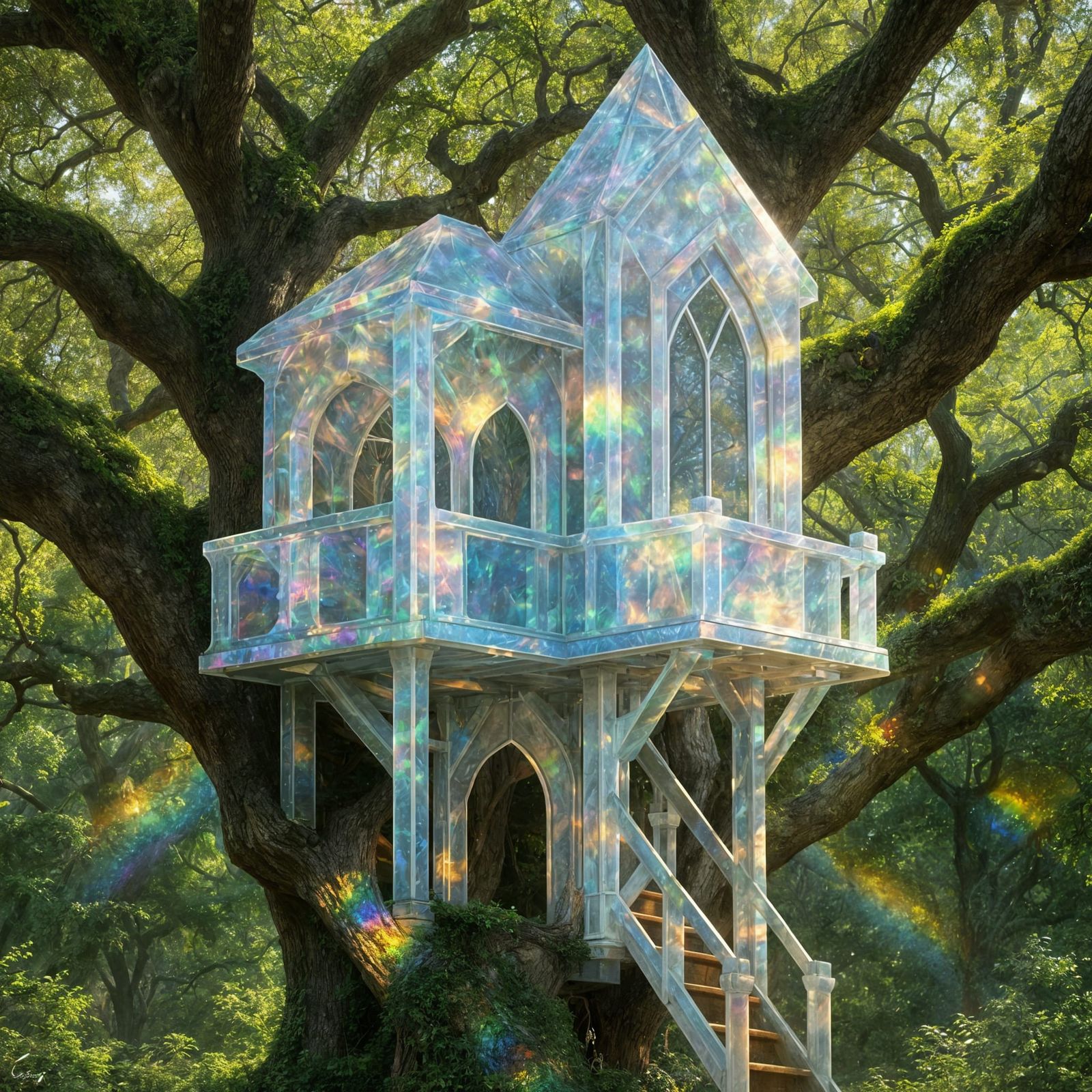 Opal Gemstone Treehouse in Crystal Oak