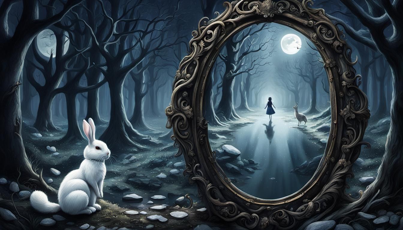 Surreal Alice in Wonderland Dreamscape: Shattered Mirror