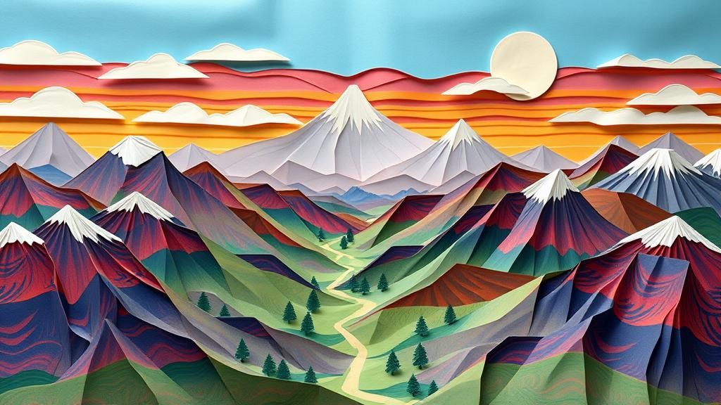 Intricate Origami Landscape Inspired by Japanese Art