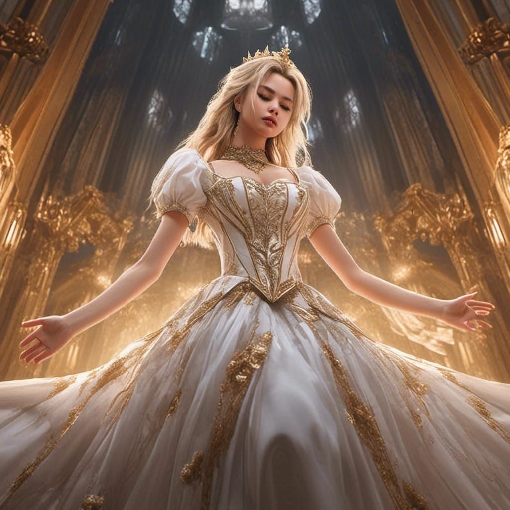 Detailed Painting of a Blonde Angel Singing