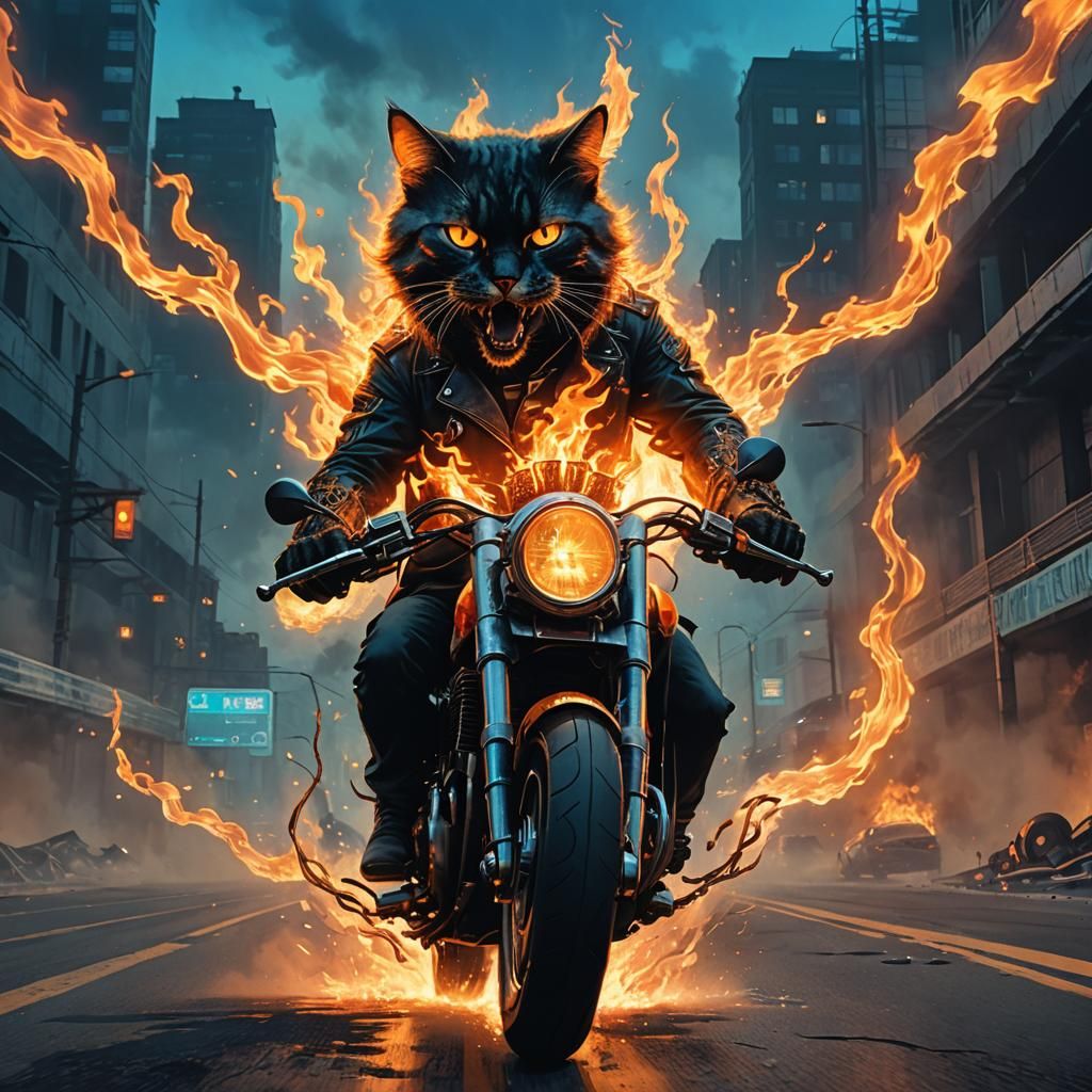 Ghost Rider Cat on Hellish Highway