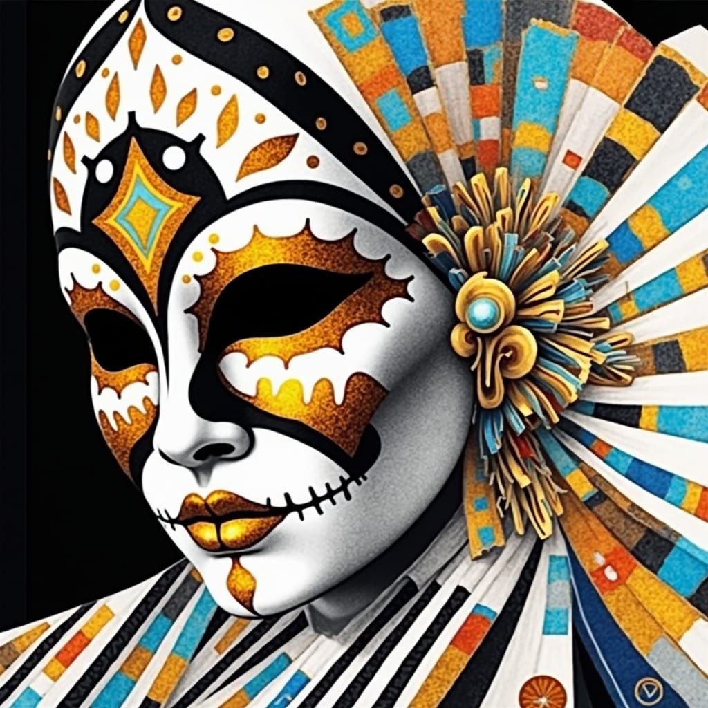 Day of the Dead Bohemian Masks in Scrapbook Collage