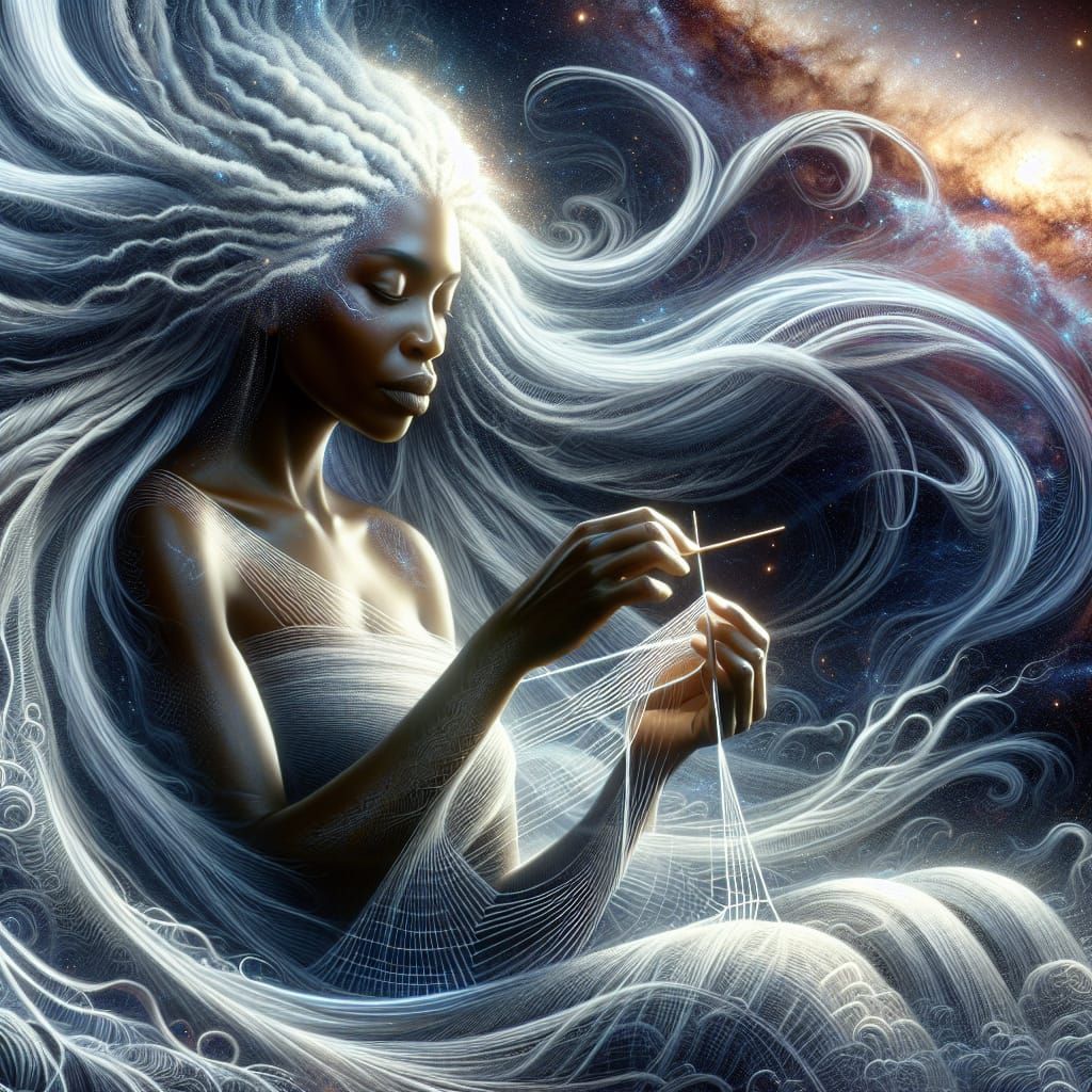 Divine Knitting Goddess in Ukiyo-e Style