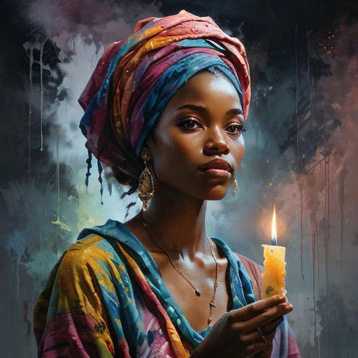 Surreal Candlelit Scene in Moody Watercolor