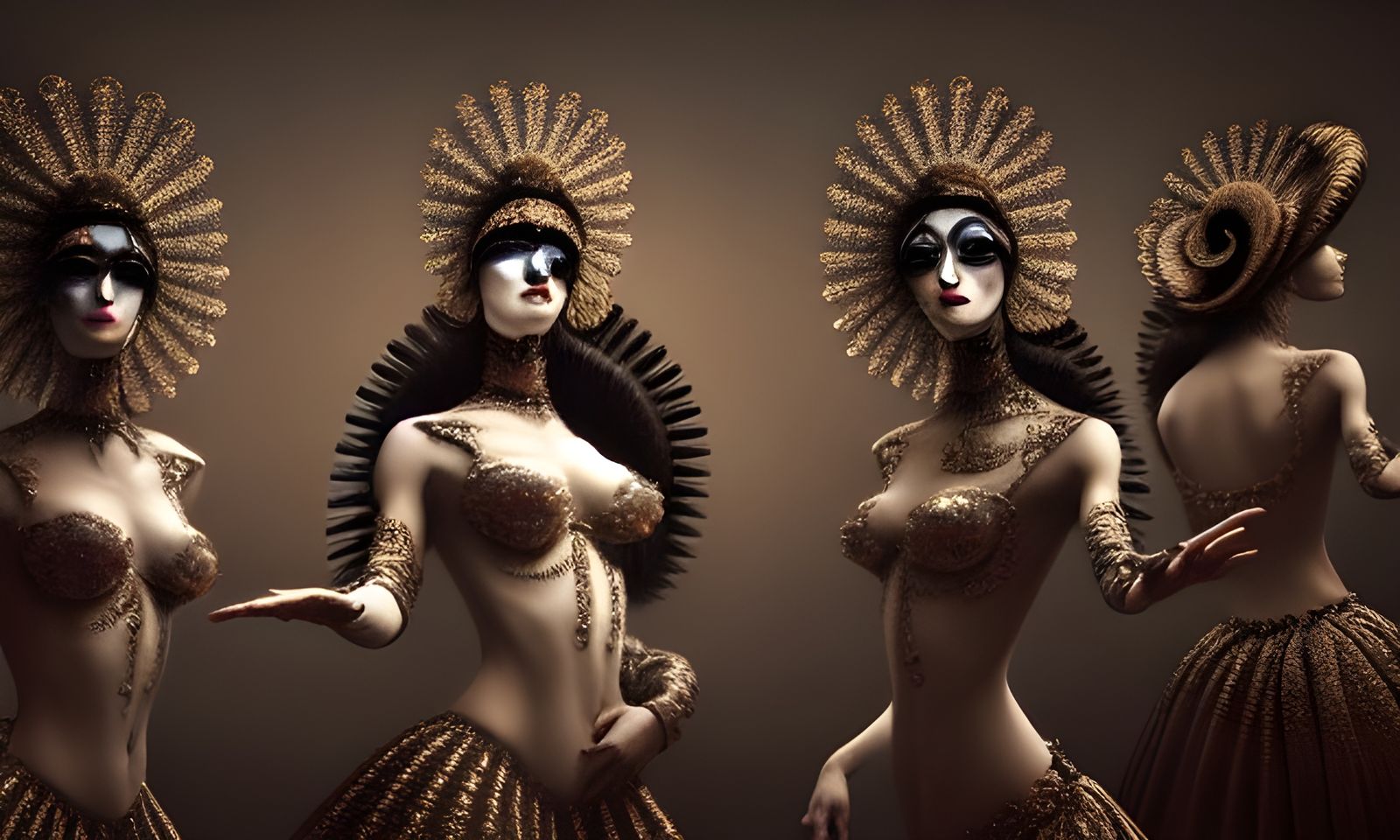 Elaborate Mime Artists in Photorealistic Painting