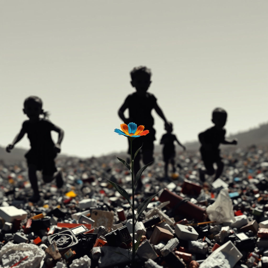 Resilient Flower Amidst Waste: A Bauhaus-Inspired Digital Ar...