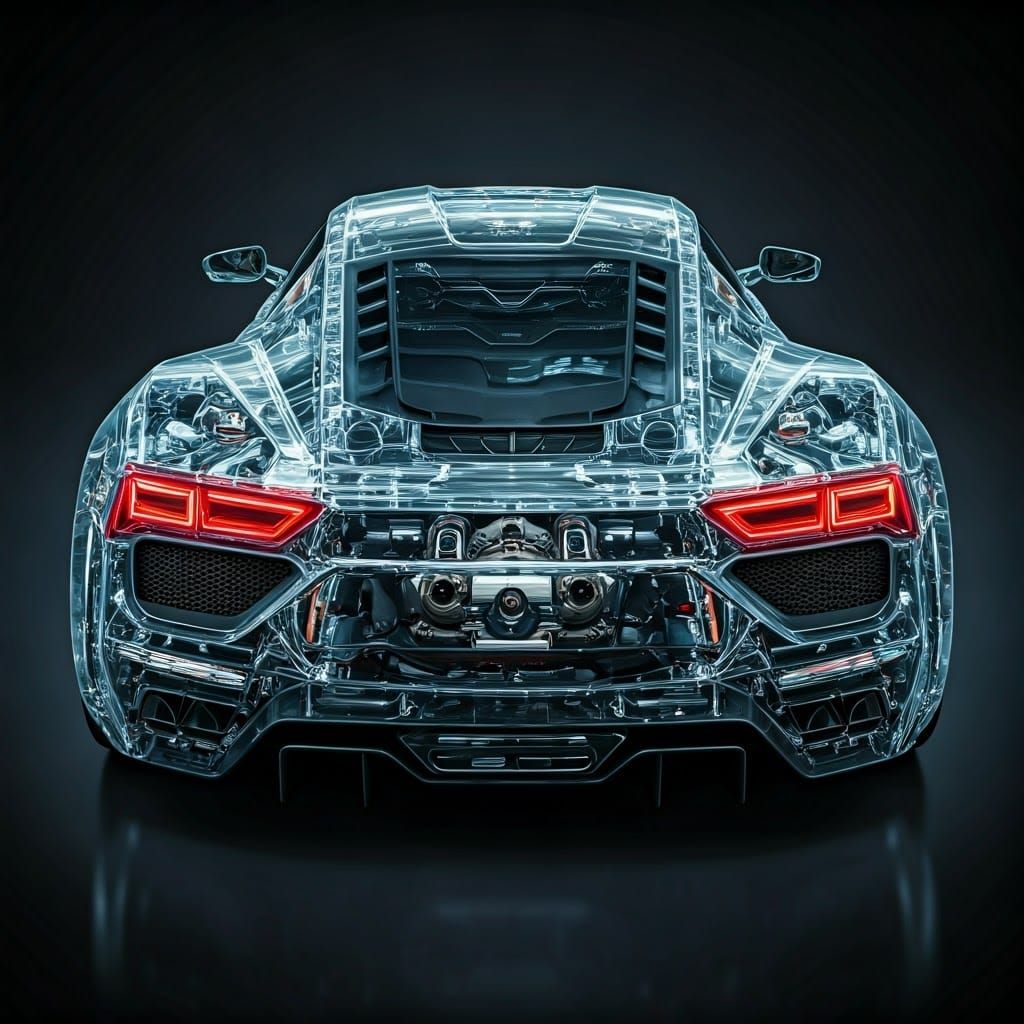 Futuristic Crystal Supercar in Detailed Matte Painting