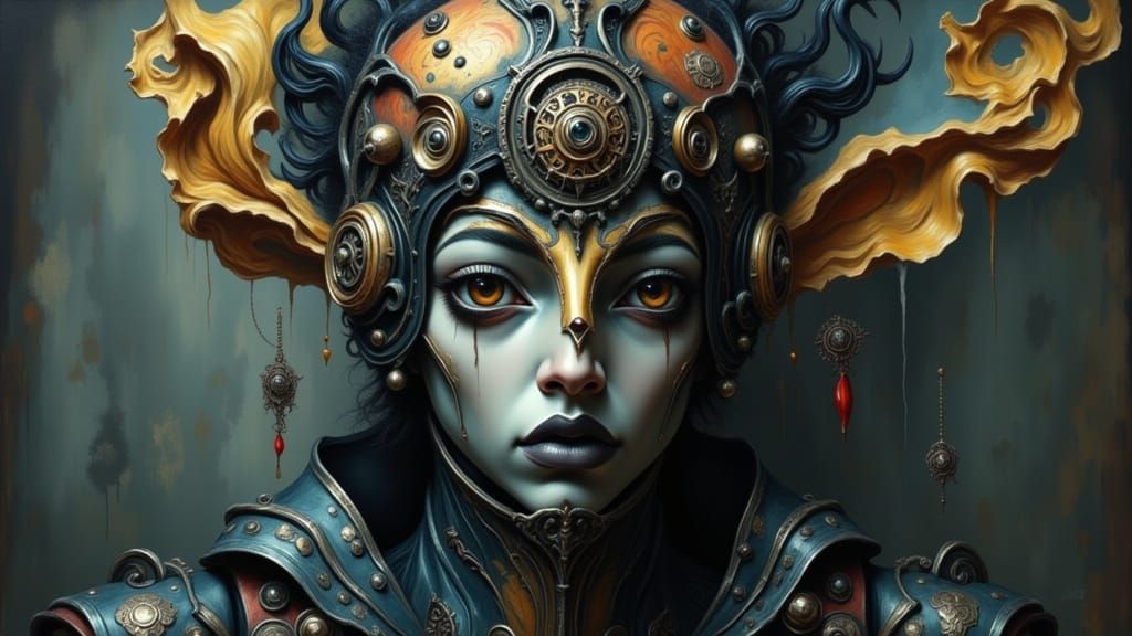 Troubled Genius Portrait in Deco Surreal Style