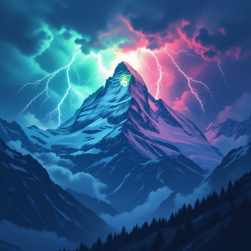 Swiss Alps Landslide in Futuristic Style