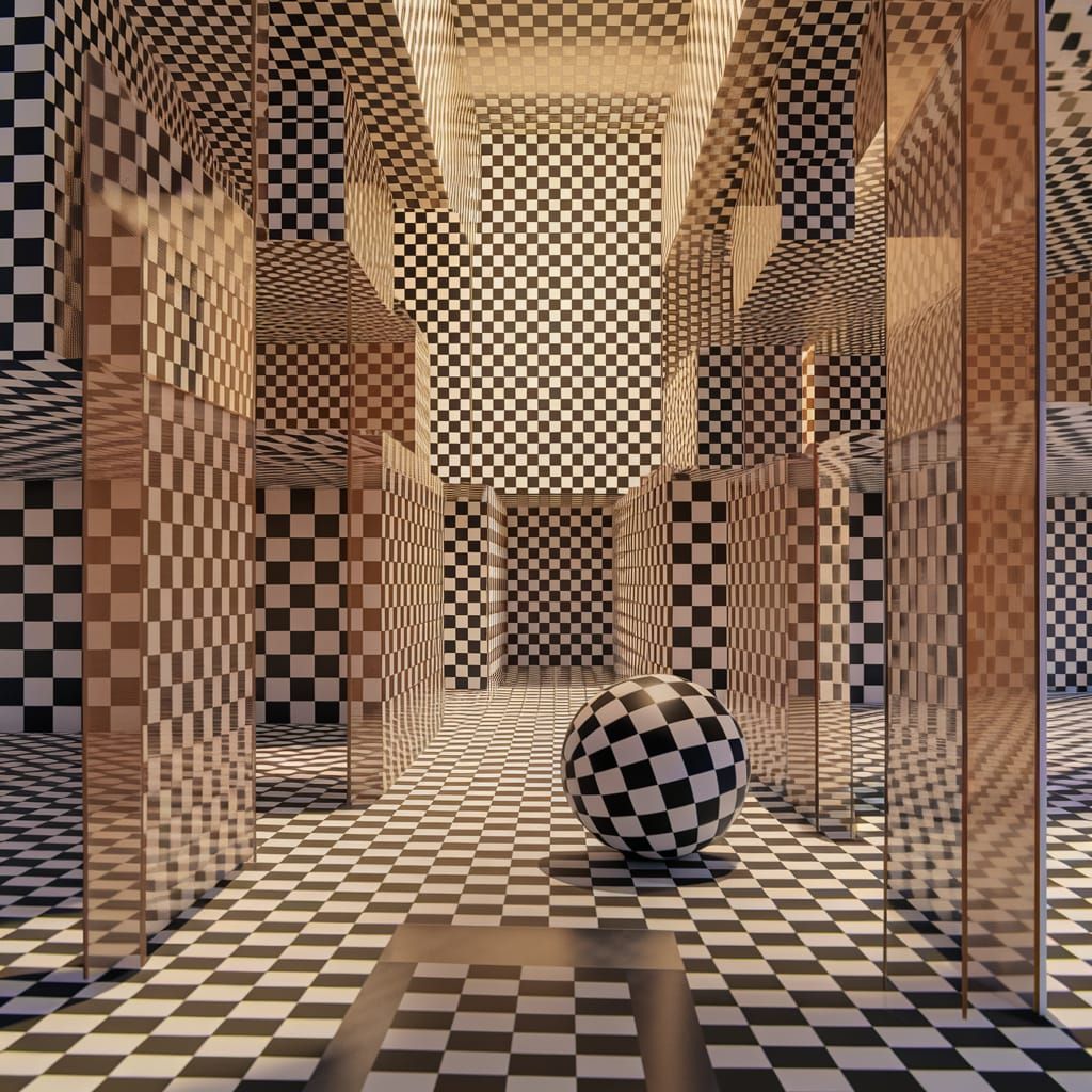 Psychedelic Squares in 3D Render